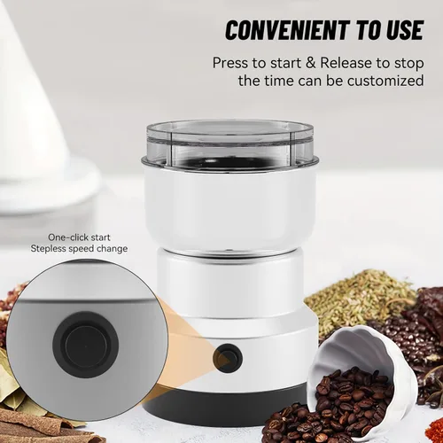 Miniatura 3 de Molinillo de especias portátil para granos de café, especias y semillas, molinillo eléctrico con cuchillas de acero inoxidable para uso doméstico