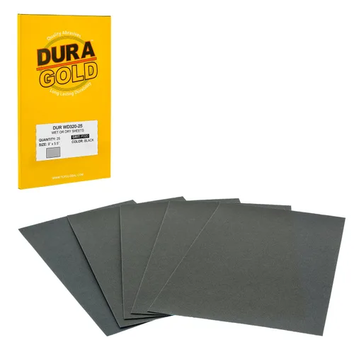 Miniatura 15 de Dura-Gold Hojas de papel de lija húmedas o secas de 5-1/2 x 9 pulgadas, variedad de grano 150, 220, 320, 400, 600 (5 cada una, 25 en total) - Lijado