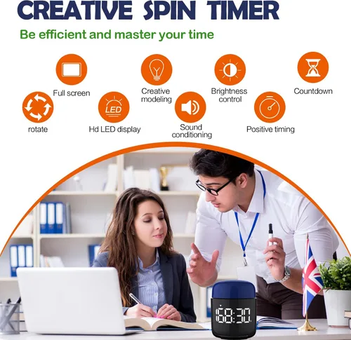 Miniatura 3 de Temporizador de giro de mesa, cronómetro con pantalla LED grande, alarma silenciosa y fuerte, cuenta regresiva de 199 minutos y más, luz nocturna