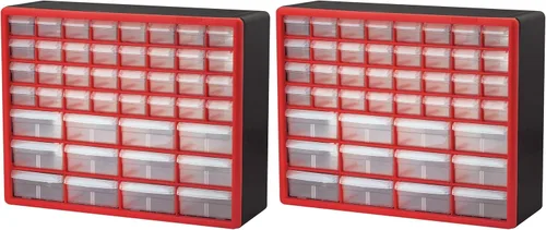 Miniatura 45 de Repisa para almacenamiento de piezas, de plástico, con 26 cajones Akro-Mils 10126REDBLK20, de 20 pulgadas x 10-1/4 pulgadas x 6-3/8 pulgadas, rojo