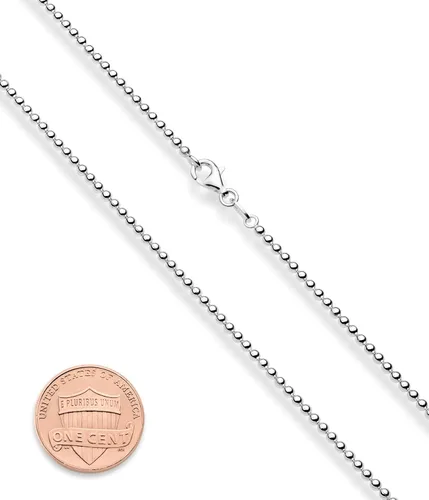 Miniatura 2 de Miabella Collar de plata de ley 925 italiana de 0.079 in con cadena de bolas maciza, hecho en Italia