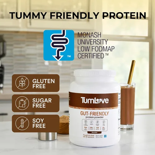 Miniatura 2 de Polvo de Proteína Vegano TumLove - Certificado Bajo FODMAP, Sin Gluten, Sin Lácteos, Sin Soja, 100% Apto para el Intestino y Sin Hinchazón, Chocolate