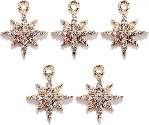 Miniatura 25 de Dijes de latón chapados en oro de circonita de cristal para hacer joyas, pulseras, collares, aretes, colgantes, suministros de manualidades