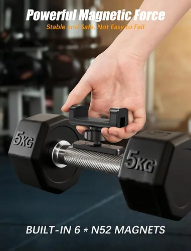Miniatura 4 de Soporte magnético para teléfono de gimnasio: soporte magnético ajustable de 360 grados, accesorios de gimnasio para hombres y mujeres, compatible