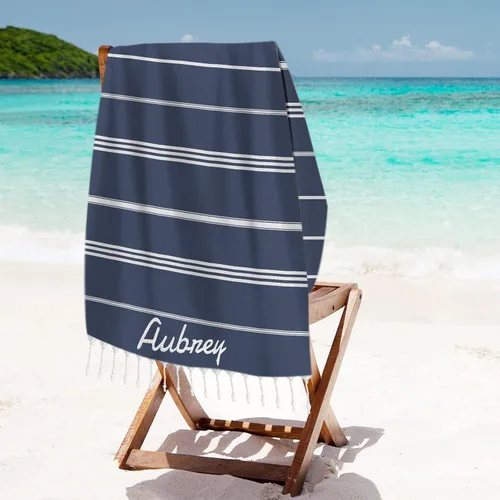 Miniatura 5 de Toallas de playa de algodón personalizadas con borlas para adultos, de gran tamaño, 39 x 70 pulgadas, toalla de playa turca personalizada con nombre