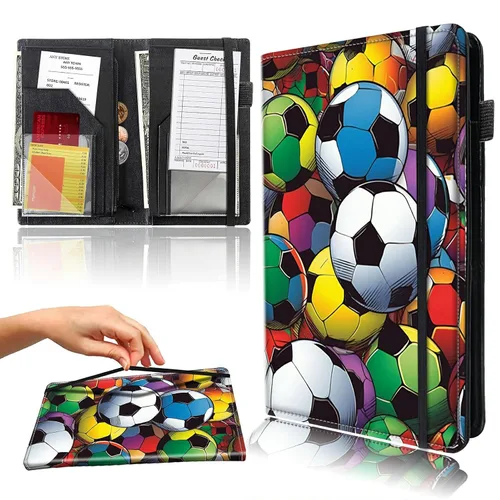 Miniatura 14 de Libro para camarera con bolsillo con cremallera, de piel sintética, lindo libro para camarera, libros de servidor, restaurante, soporte para cheques