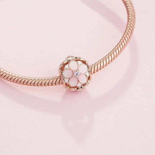 Miniatura 2 de Pandora Jewelry - Abalorio con cristales de flor de magnolia calado color rosado