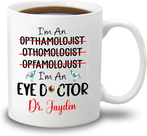 Miniatura 14 de Taza de café personalizada para oftalmólogo con texto en inglés "Thank You For Being An Awesome Oftalmologist", taza de café personalizada