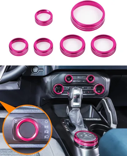 Miniatura 10 de Savadicar CKT01 Billet - Juegos de molduras de perillas de control de aluminio billet, faros/4WD/HVAC, biseles de anillos de perillas de control