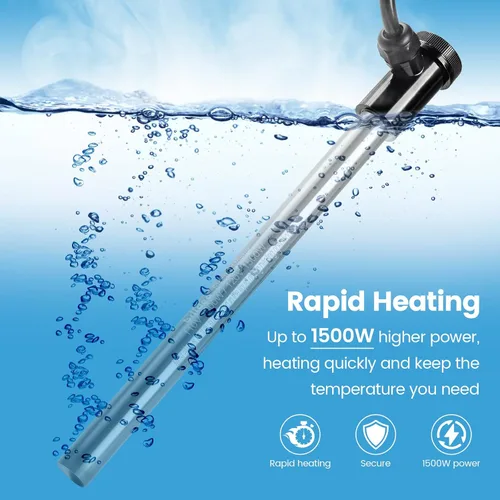 Miniatura 2 de Briidea Calentador de inmersión de titanio de 1500 W, calentador de agua sumergible portátil con sensor anticorrosión y termostato, calentamiento