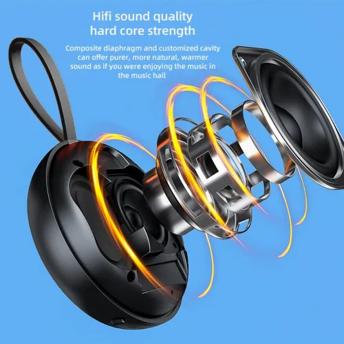 Miniatura 9 de Altavoz Bluetooth magnético de 6 W con sonido HiFi con reproducción de tarjeta TF, micrófono integrado, BT5.3, emparejamiento TWS, IPX6 impermeable