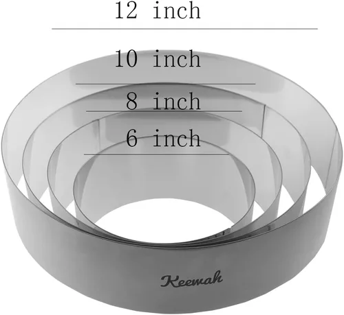 Miniatura 2 de Keewah Juego de anillos redondos para pastel de mousse, 6/8/10/12 pulgadas, 4 piezas, acero inoxidable