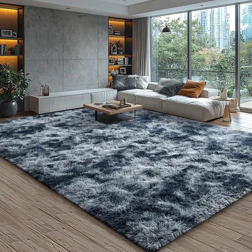 Miniatura 124 de EVOIONOS - Alfombra redonda gris para dormitorio, 5x5 pies; alfombras circulares suaves y esponjosas para sala de estar, alfombras de felpa peludas