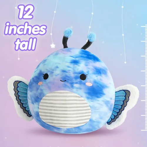 Miniatura 3 de Houwsbaby Peluche de mariposa de 12 pulgadas, almohada de felpa de mariposa azul, juguetes de peluche de mariposa, almohada blanda para cumpleaños