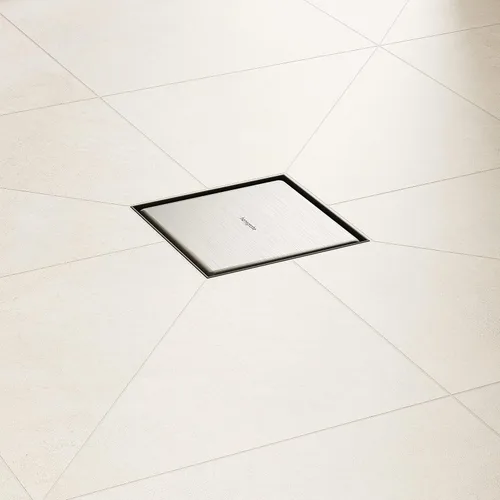 Miniatura 5 de hansgrohe RainDrain Brilliance - Juego de drenaje de ducha cuadrado con cubierta trasera áspera y baldosa en acero inoxidable cepillado, drenaje