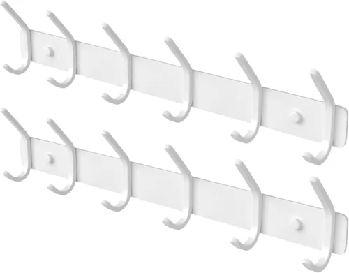 Miniatura 8 de GWAAZXGZ Perchero para colgar en la pared, 15 pulgadas, de metal negro mate, organizador de 6 ganchos para montar en la pared, moderno