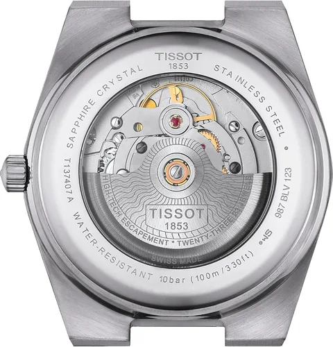 Miniatura 4 de Tissot PRX Powermatic 80 Caja de acero inoxidable 316L, reloj automático suizo para hombres y mujeres, esfera azul hielo, acero inoxidable