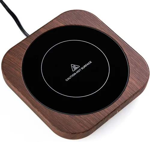 Miniatura 11 de Calentador de tazas con apagado automático de 4 horas, 3 ajustes de temperatura, calentador eléctrico rectangular negro esmerilado, panel de vidrio