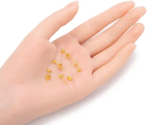 Miniatura 2 de Adabele 40 aretes hipoalergénicos de 0.118 pulgadas, anillo cerrado de bola pequeña, 40 piezas en la parte trasera de tuerca chapada en oro amarillo