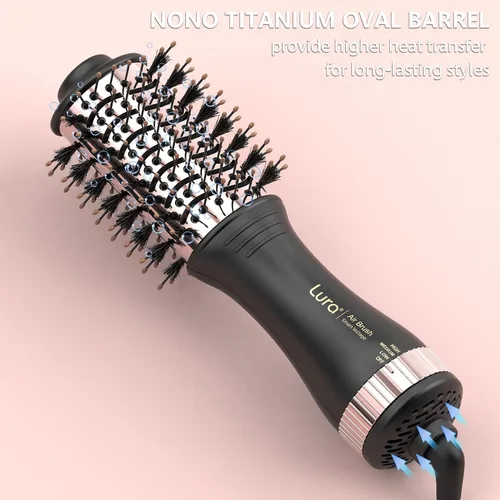 Miniatura 4 de Cepillo secador de pelo automático de doble voltaje con enchufe europeo, mini cepillo secador de pelo de viaje para mujeres, portátil, ligero, de un