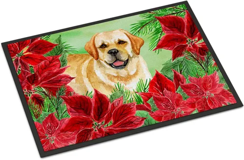 Miniatura 174 de Caroline's Treasures CK1311MAT Cavalier Spaniel Poinsettas - Felpudo de 18 x 27 pulgadas, tapete para puerta delantera, interior y exterior
