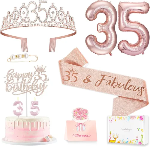 Miniatura 21 de Decoraciones de cumpleaños número 20 para mujer, banda y corona de cumpleaños, decoración de pastel y velas, globos de números, regalos de 20