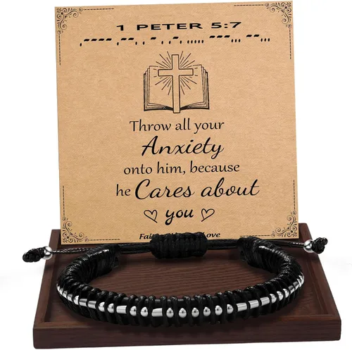 Miniatura 60 de Regalos inspiradores para hombres, pulseras con código morse, pulseras para hombre, regalos de graduación para él, Día del Padre, pulsera de cuero