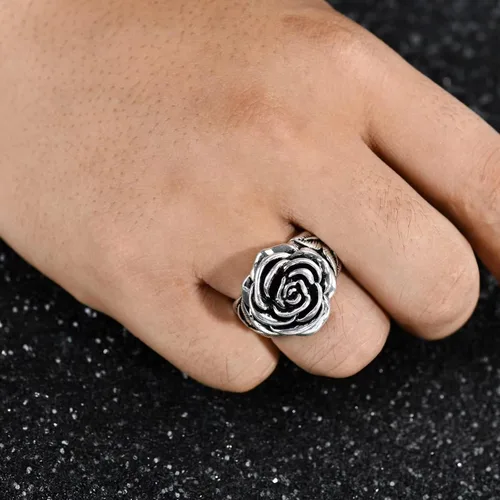 Miniatura 2 de IDesign Anillo de rosa retro Grunge Y2k Vintage Flower Ring para mujeres y hombres
