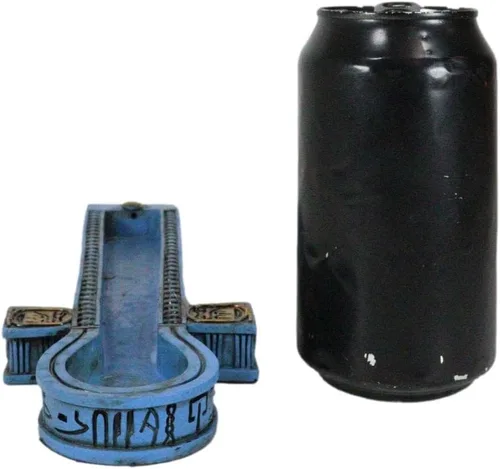 Miniatura 7 de Ebros Gift Hermosos símbolos jeroglíficos azules egipcios Cartucho dorado Ankh Key Incienso Stick Burner Holder Figurine Gods of Egypt Talismán of
