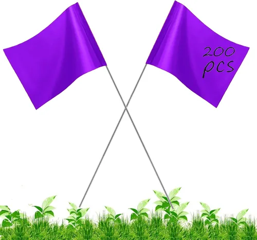 Miniatura 16 de Paquete de 200 banderas blancas para marcado, JIZHGRAD de 15x4x5 pulgadas, banderas marcadoras para uso en patio y césped, delimitación y Blanco