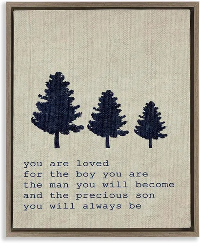 Miniatura 14 de Stupell Industries You are Loved Trees, Design by Daphne Polselli - Arte de pared enmarcado en blanco, 11 x 14, marrón