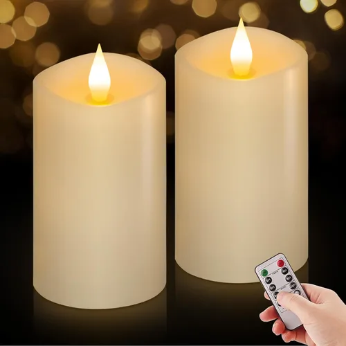 Miniatura 24 de Juego de 1 velas sin llama de 3 x 4, batería de 2 AA, 600 horas, velas parpadeantes con temporizador, velas sin llama de 4 pulgadas con control