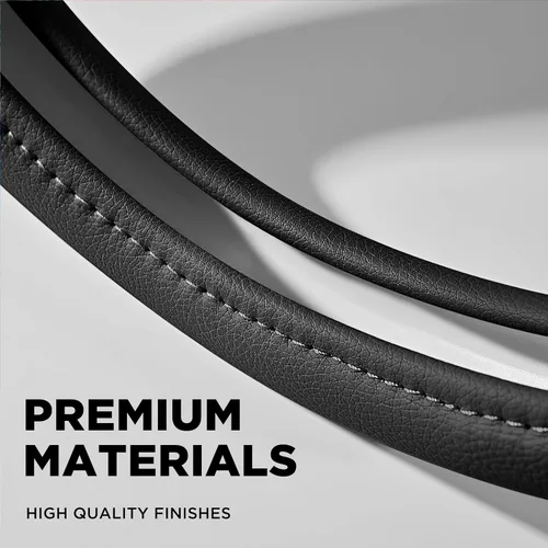 Miniatura 5 de PIC AUTO Funda para volante, purpurina de cristal brillante con cuero negro, ajuste universal de 14.5 a 15.5 pulgadas para volantes de automóvil