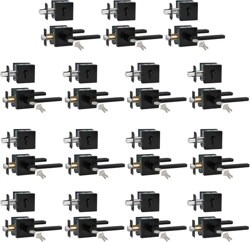 Miniatura 22 de Manija de Puerta de Paso (Sin Cerradura), Mango Cuadrado Interior de Servicio Pesado para Pasillo y Closet, Negro Mate, Reversible para Diestros