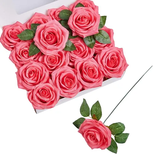 Miniatura 11 de Rosas artificiales, rosas artificiales, rosas artificiales de seda con tallos para ramos de boda, mesas de fiesta, centros de mesa, arreglos Negro