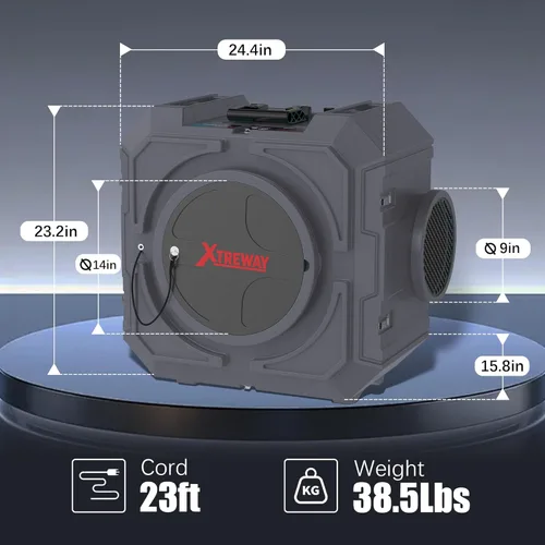 Miniatura 6 de Depurador de aire Hepa de 550CFM con filtración de 3 etapas, máquina de aire negativo apilable, purificador de aire comercial con filtros Gris