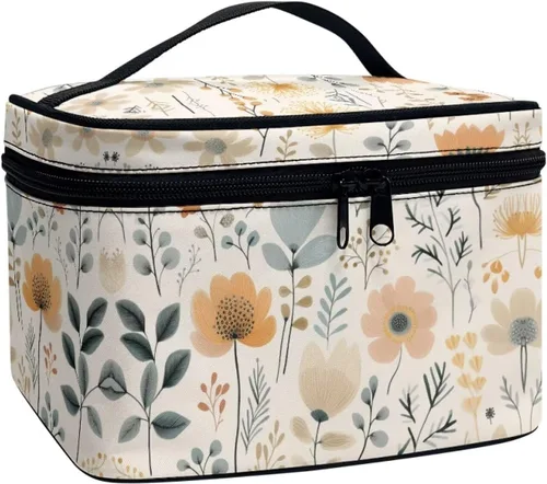 Miniatura 29 de Flashideas Bolsa de maquillaje para cosméticos Almacenamiento vertical Bolsa de maquillaje de viaje de gran capacidad, Caballo Azteca 1
