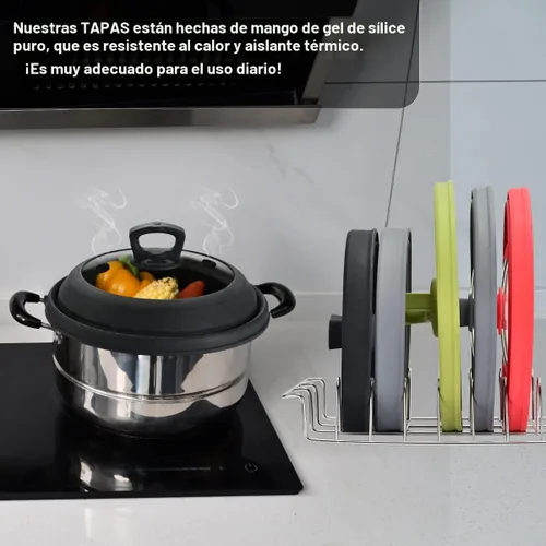 Miniatura 5 de Tapa protectora de salpicaduras de vidrio ventilado para microondas, con silicona plegable para alimentos como placa de cubierta de olla de 10.8