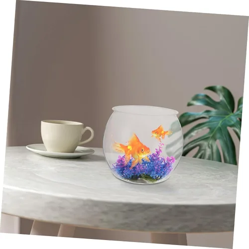 Miniatura 9 de Angoily Tanque de peces dorado transparente de 7.8 pulgadas, decoración de acuario de plástico transparente para pequeños peces betta, peces