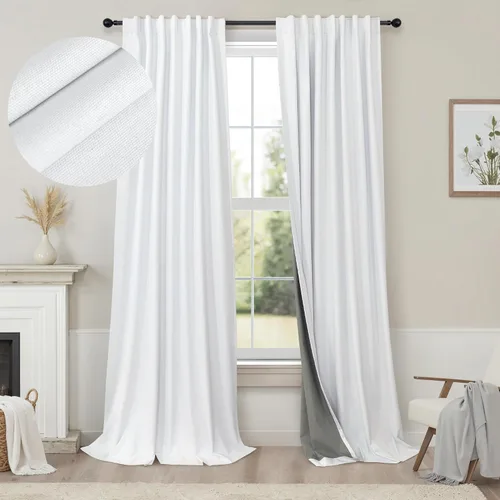 Miniatura 27 de Pitalk Cortinas cortas 100% opacas de lino para cafetería, 40 pulgadas de largo, 2 paneles, cortinas de puerta francesa para ventana, cortina