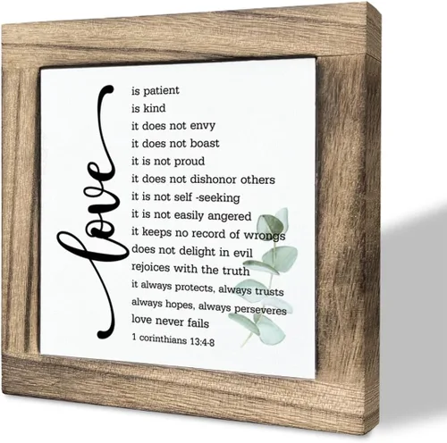 Miniatura 7 de Letrero inspirador, caja de madera con placas de escritorio, letrero cristiano, letrero de mesa de madera, decoración de mesa religiosa
