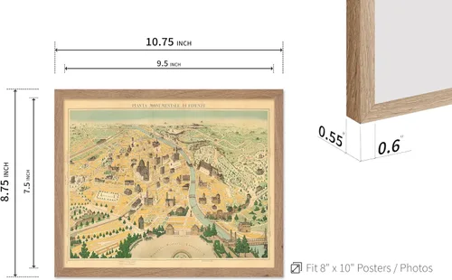 Miniatura 3 de Monem Art Mapa Monumental Vintage de Florencia Impresión - Póster de Viaje Retro - Arte de Italia - Gran Regalo para Hombres, Mujeres, Amantes