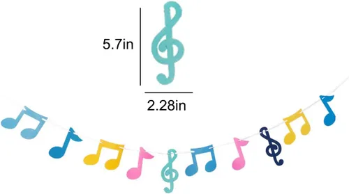Miniatura 2 de 3 filas de notas musicales pancartas coloridas notas musicales guirnalda de fiesta temática de música decoración para Rock Roll cumpleaños, baby