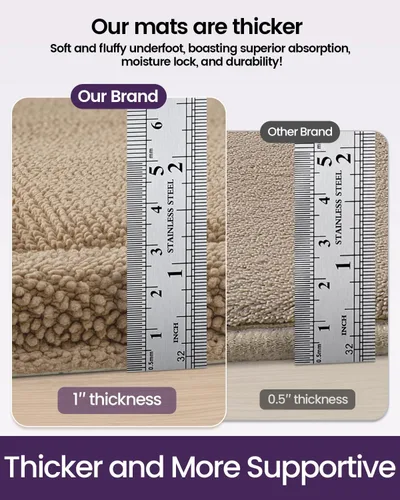 Miniatura 3 de DEXI Tapete de baño de espuma viscoelástica de 24 x 17 pulgadas, tapete de baño de felpilla suave y absorbente, antideslizante, de secado rápido