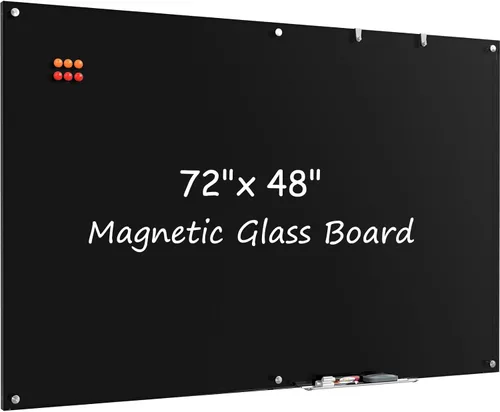 Miniatura 11 de MaxGear Pizarra blanca de cristal, pizarra magnética de borrado en seco templado de 96 x 48 pulgadas, sin marco, para oficina, aula, sala de Blanco