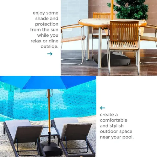 Miniatura 7 de Maple99 Base de paraguas – Soporte para poste de paraguas rellenable, 2 perillas, con diseño resistente al viento para patio, cubierta, piscina