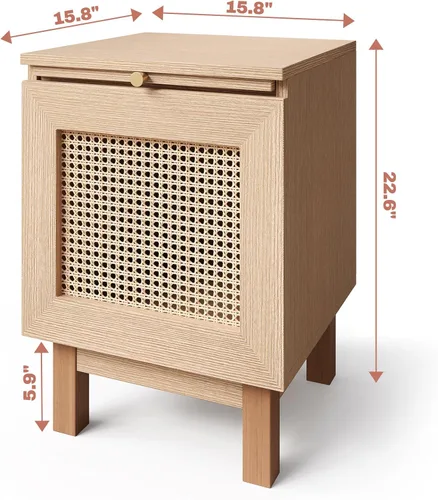 Miniatura 2 de Mesita de noche de ratán, extremo, mesa auxiliar, juego de 2, madera