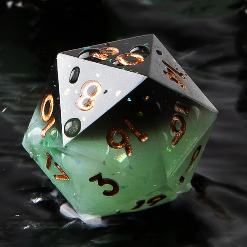 Miniatura 15 de Dados multifacéticos DND D20 individuales de resina con borde afilado de 20 caras D&D, poliédricos hechos a mano de 0.866 in para Calabozos