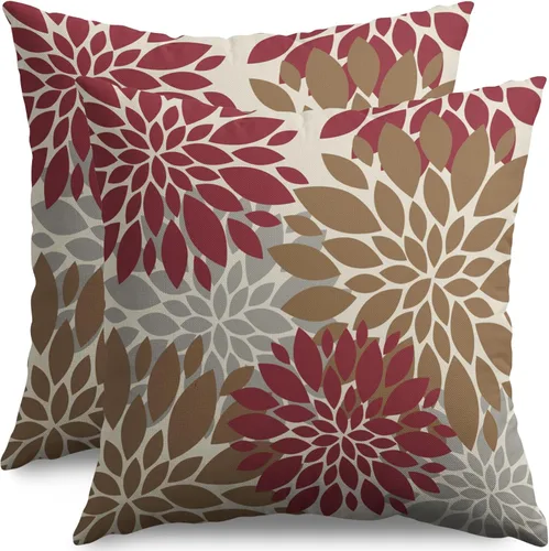 Miniatura 59 de Fundas de Almohada Azul Aguamarina 16X16 Pulgadas Juego de 2, Flores de Dalia Primavera Verano Floral Crema Fundas de Almohada Decorativas