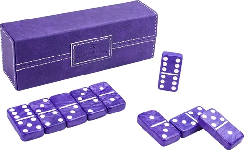 Miniatura 11 de Juego de dominó para adultos, juego de dominó doble de 6, 28 fichas blancas marmoleadas jumbo, juego de dominó para adultos y niños, juegos de mesa